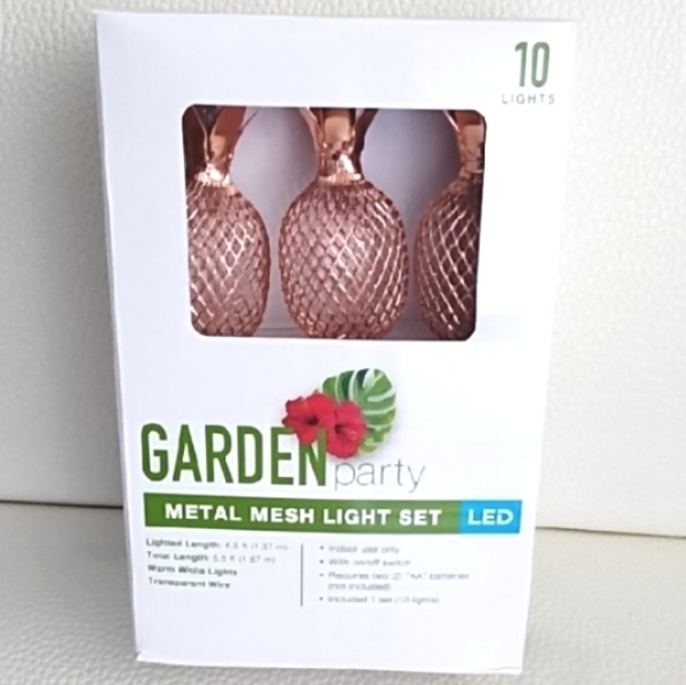 Garden Party Metal Mesh Brass Pineapple Flamingo Cactus LED Light